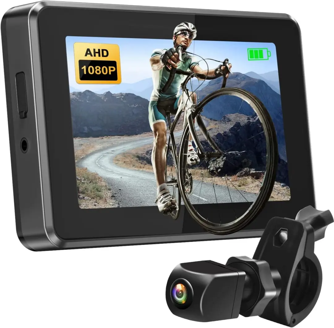 ECTEATOY Fietsachteruitkijkspiegel met Camera 4.3" AHD