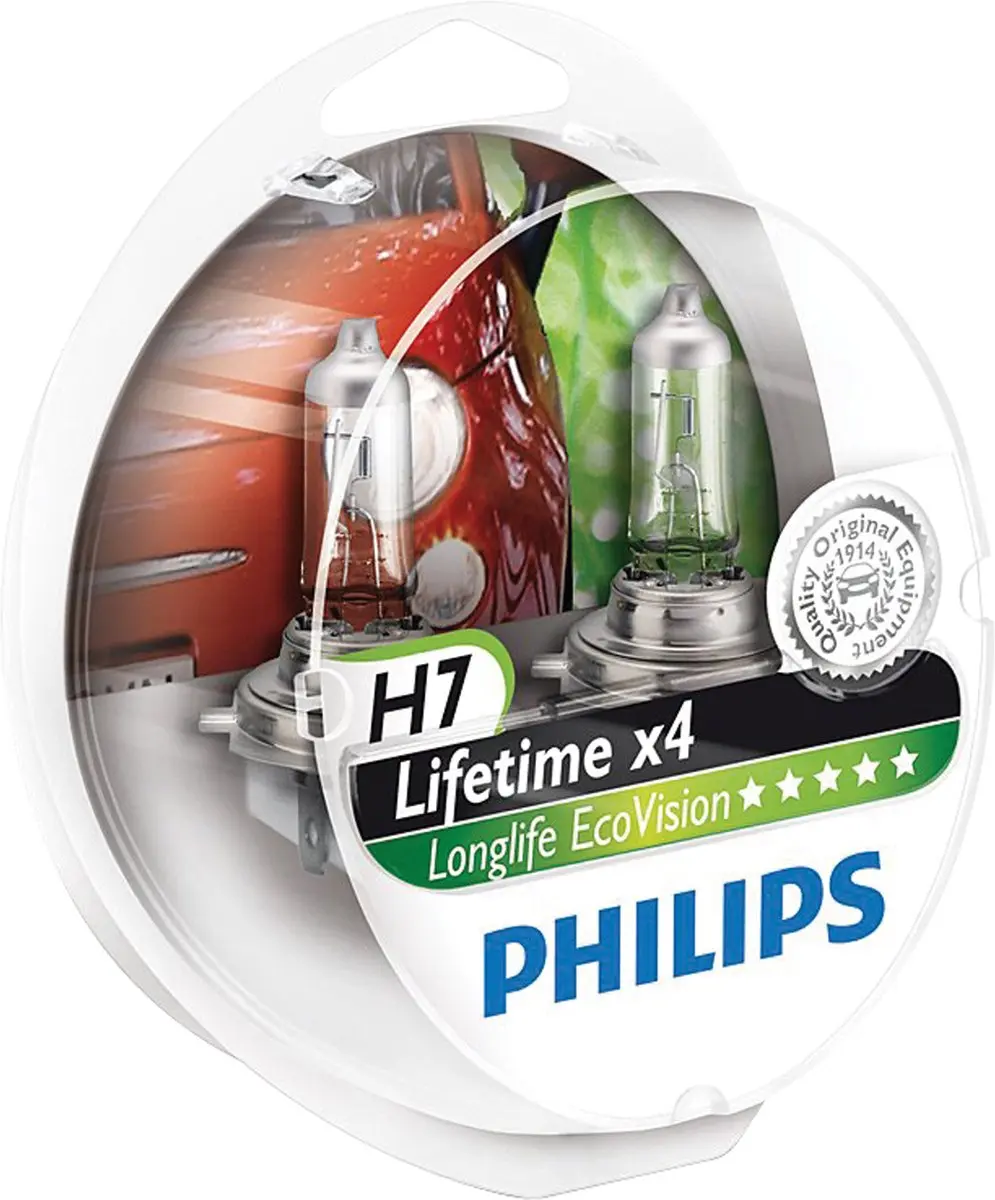 Philips H7 Eco Vision LL 12972 Halogeenlamp - Groen/Wit - 2 Stuks