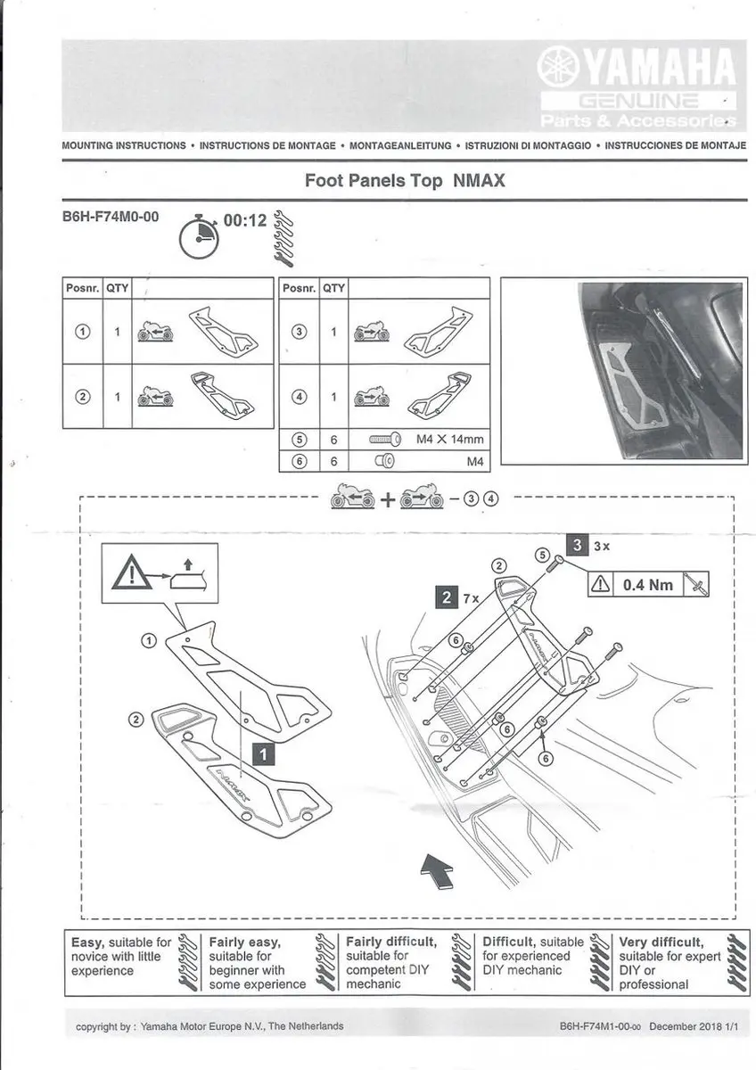 Yamaha 155 N-MAX Loopplaat