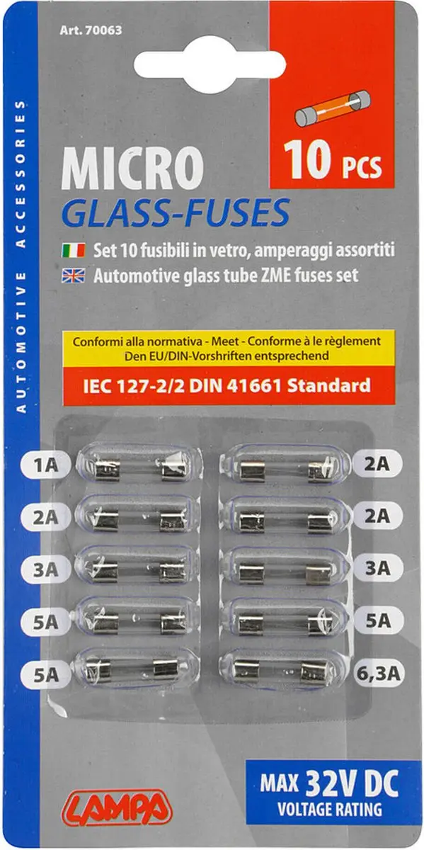 Lampa Set ZME Zekeringen 1A/2A/3A - 10 Stuks