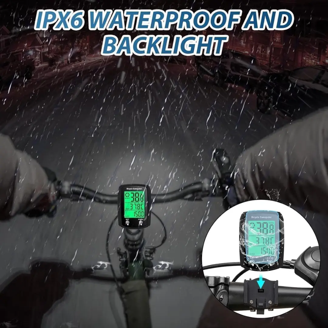 ECTEATOY Bedrade Fietscomputer - 20 Functies - IPX6 Waterdicht - Zwart