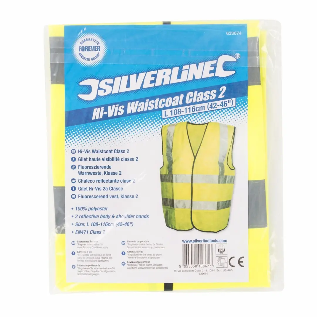 Silverline Reflecterend Vest Klasse 2 Maat L - Geel