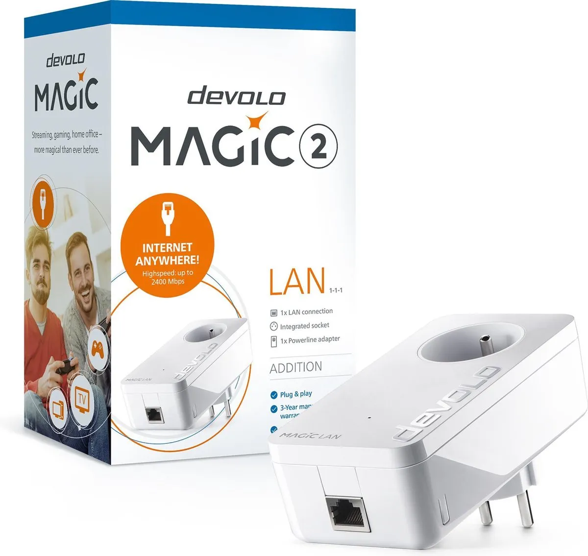 Devolo Magic 2 LAN 8256 - 1x Ethernet - Wit