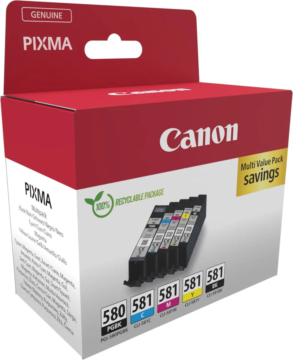 Canon PGI-580 & CLI-581 Inktcartridges - 400 pagina's - Zwart/Kleur