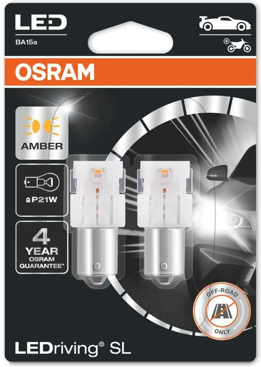 Osram P21W LED Retrofit Oranje BA15s 12V