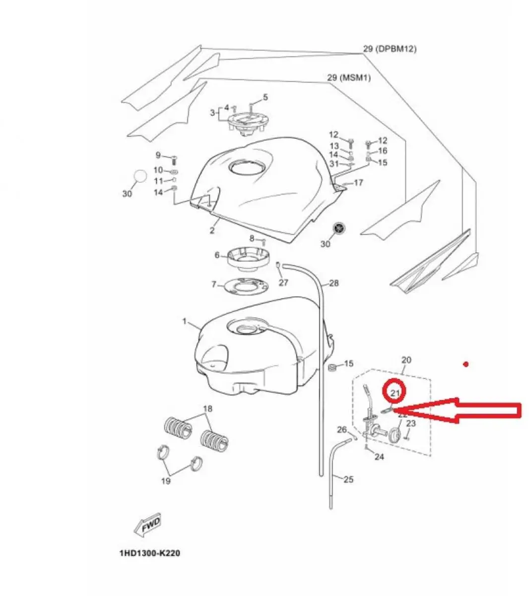 Yamaha 50 TZR 5WX-F4512 Brandstofslang