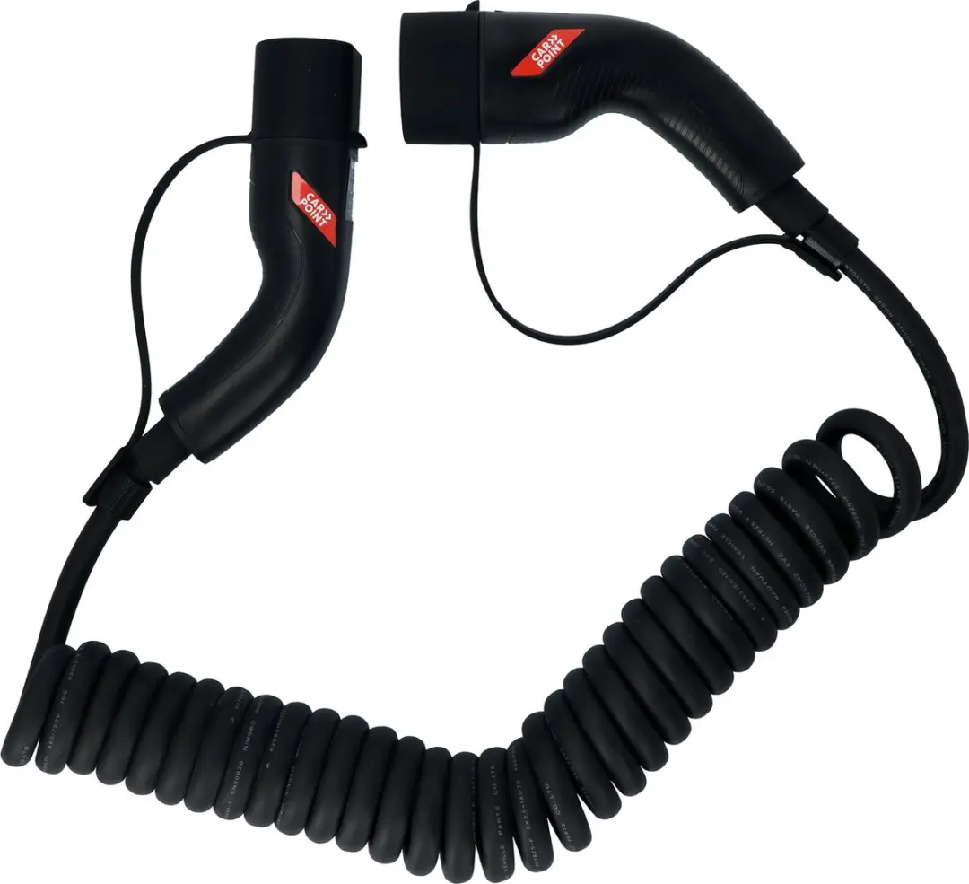 Carpoint Spiraal Laadkabel Type 2 - 11kW 16A 3-fase - 6m - Zwart