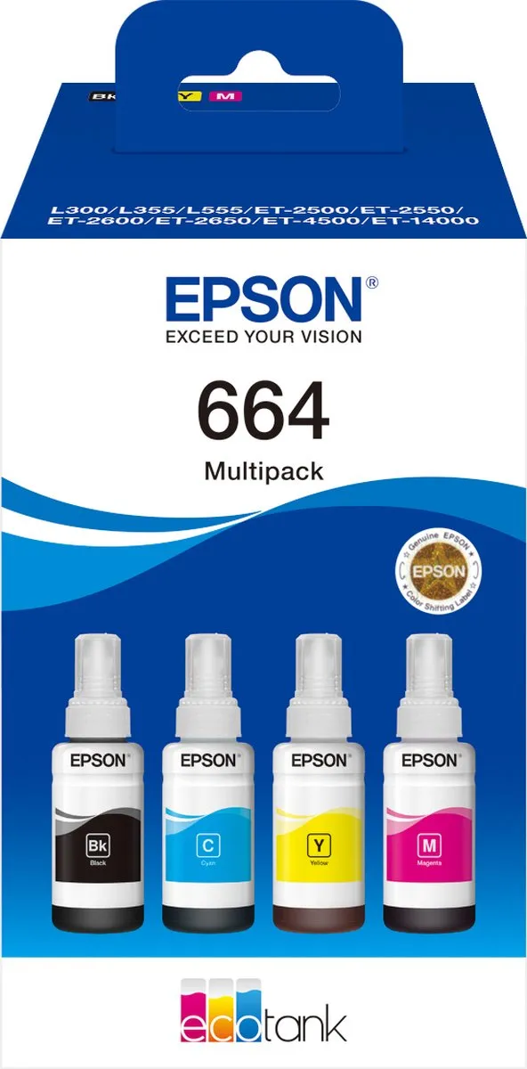 Epson EcoTank ET-664 Multipack Inktflessen - 4x70ml