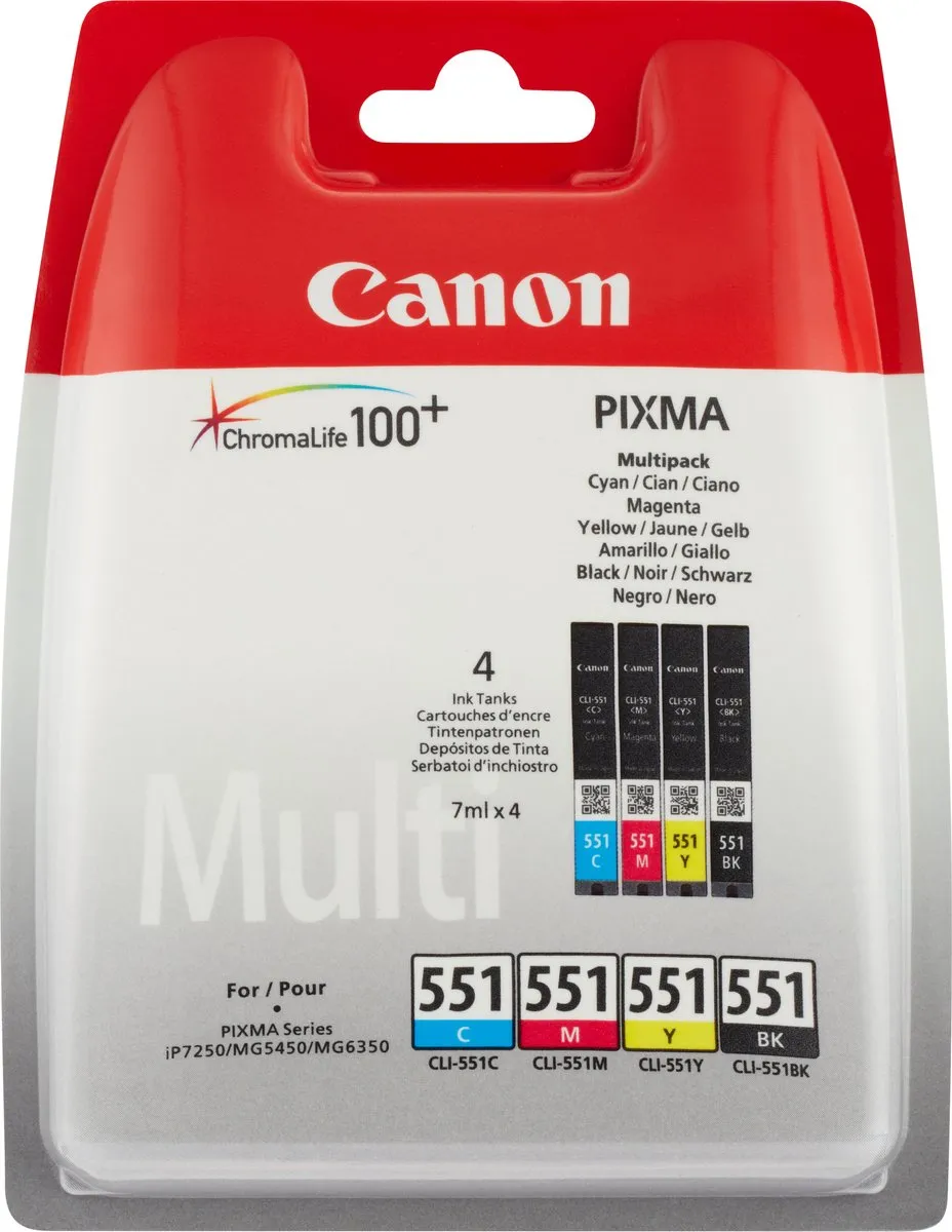 Canon CLI-551 Inktcartridge - 4 Kleuren - 2800 Pagina's