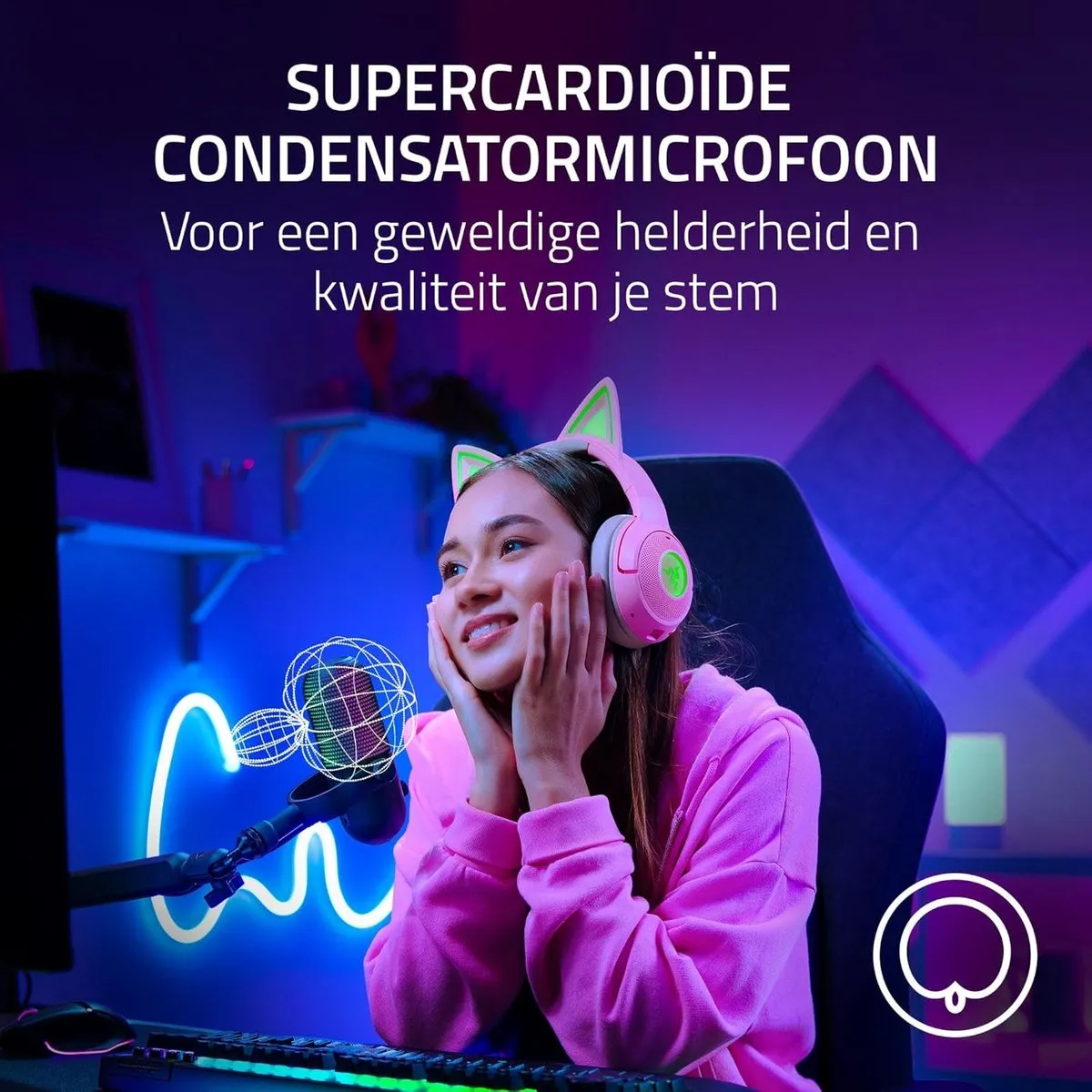 Razer Seiren V3 Chroma RZ19-05060300 USB Gaming Microfoon - Roze