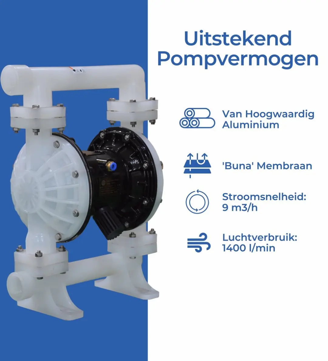TETRA TDPK-25 PPT/T Pneumatische Membraanpomp - Wit