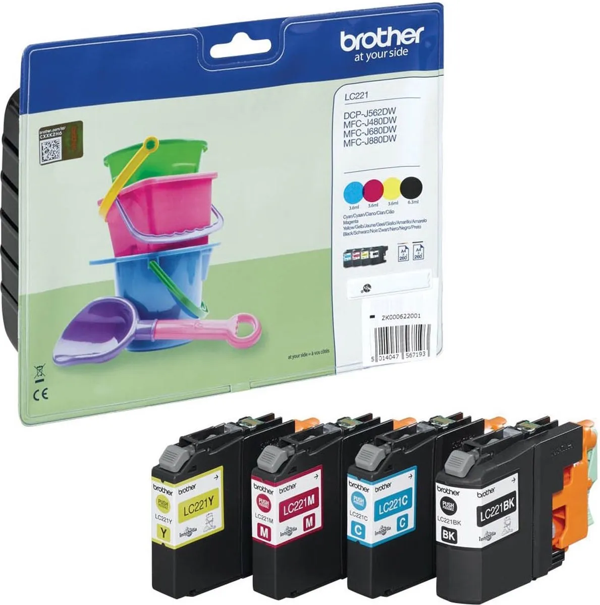 Brother LC-221VALBP Inktcartridges - 260 Pagina's - 3.9ml - Zwart