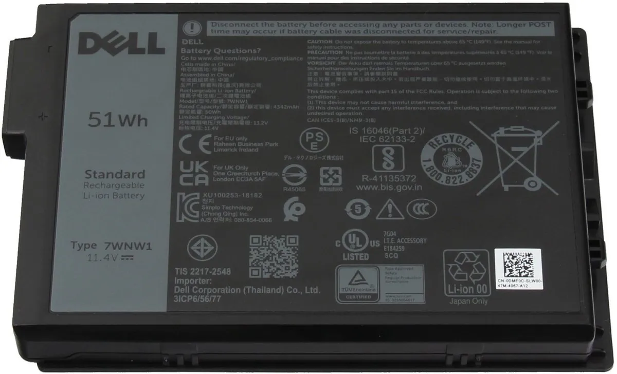 Dell 7WNW1 Accu Laptop