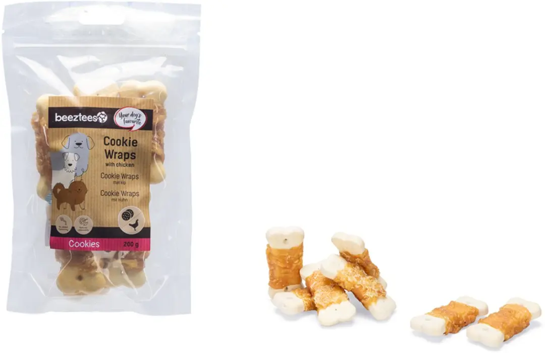 Beeztees Cookie Wraps Kip 200g - 10 Verpakkingen