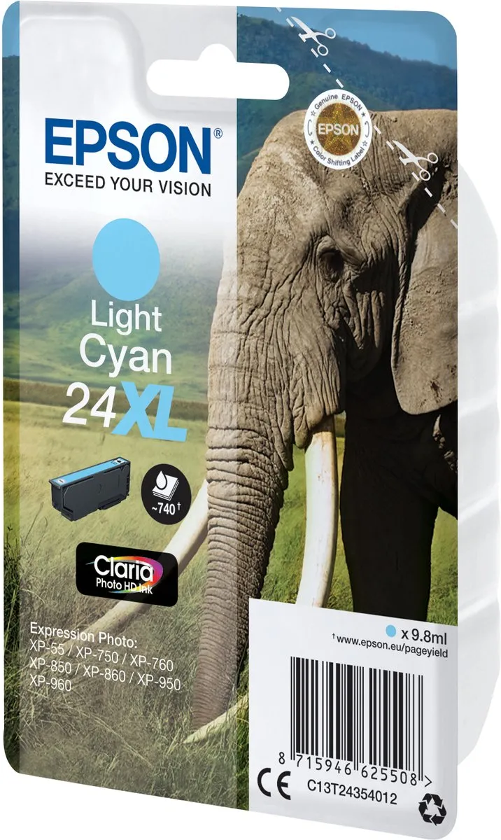 Epson 24XL C13T24354010 Inktcartridge - Licht Cyaan - 9.8ml