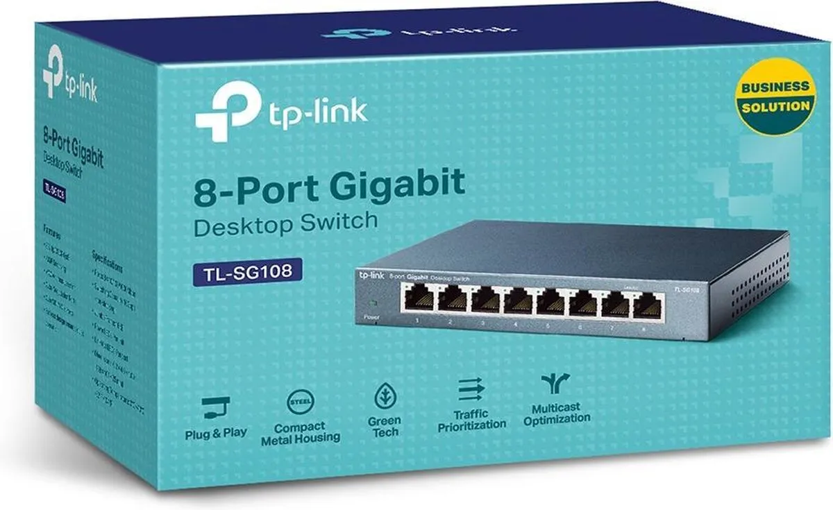 TP-Link TL-SG108 Unmanaged Switch 8 Poorten - Blauw