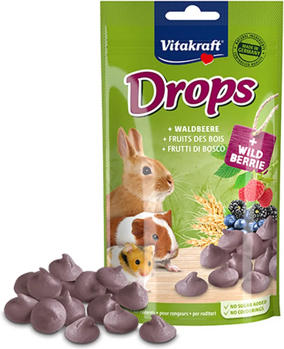 Vitakraft Drops Bosbessen Knaagdiersnacks - 9x75g