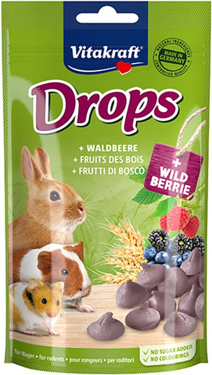 Vitakraft Drops Bosbessen Knaagdiersnacks - 9x75g