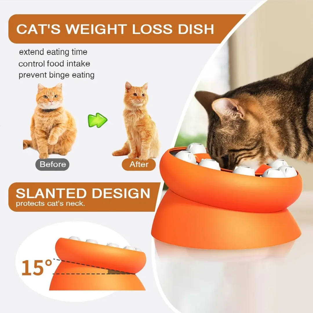 ECTEATOY Slow Feeder Voerbak 20cm - Oranje