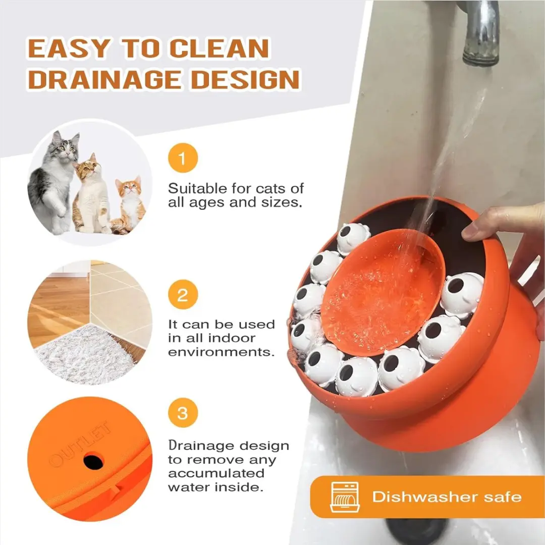 ECTEATOY Slow Feeder Voerbak 20cm - Oranje