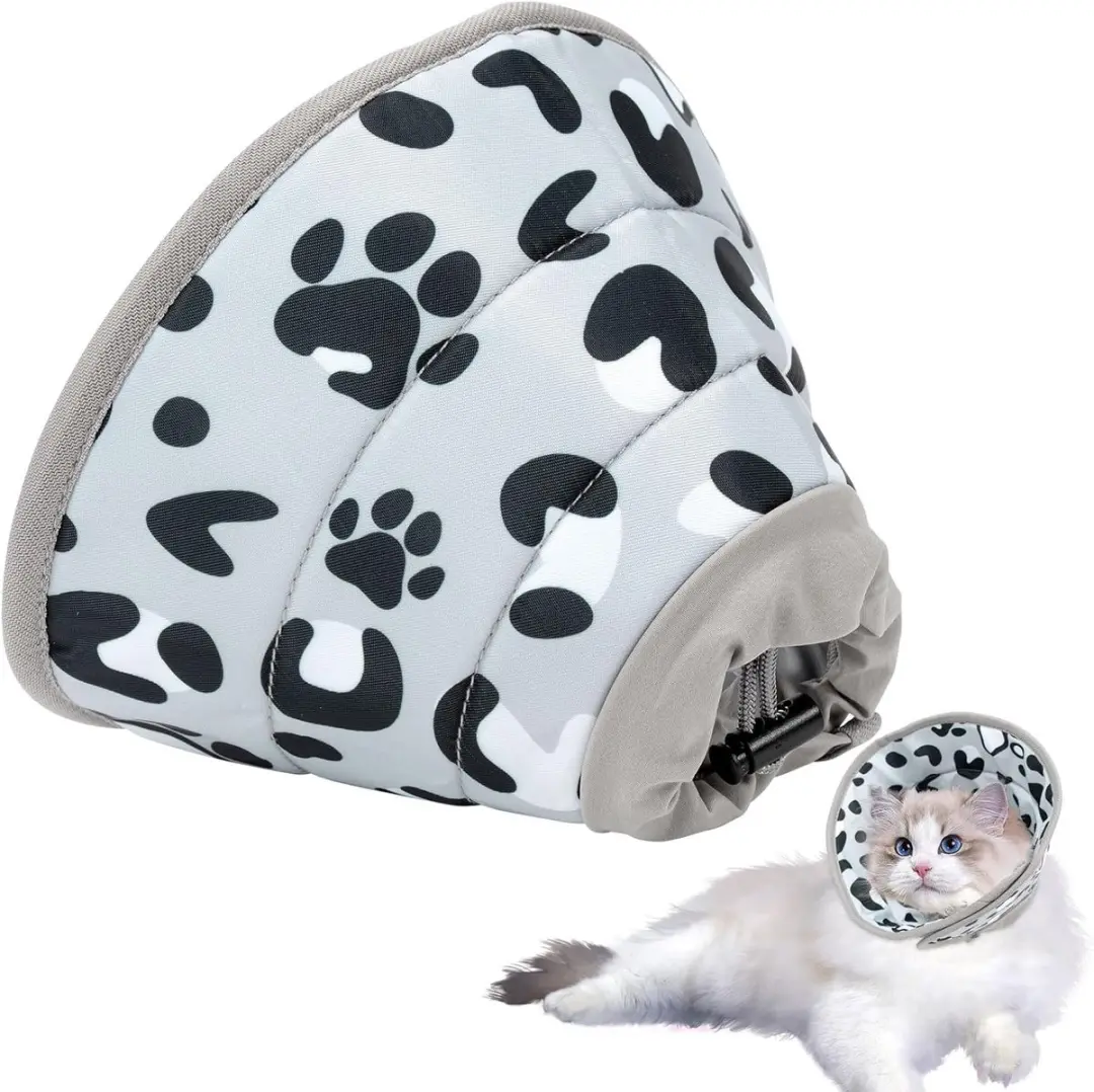 ECTEATOY Cat74-ningyan Elizabethaanse Halsband - Zwart/Grijs/Wit