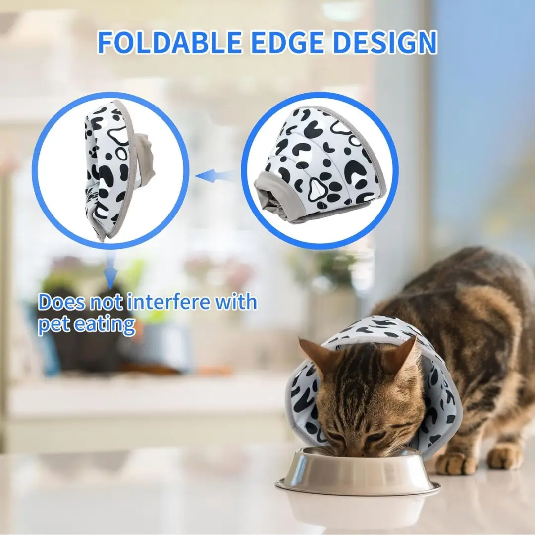 ECTEATOY Cat74-ningyan Elizabethaanse Halsband - Zwart/Grijs/Wit