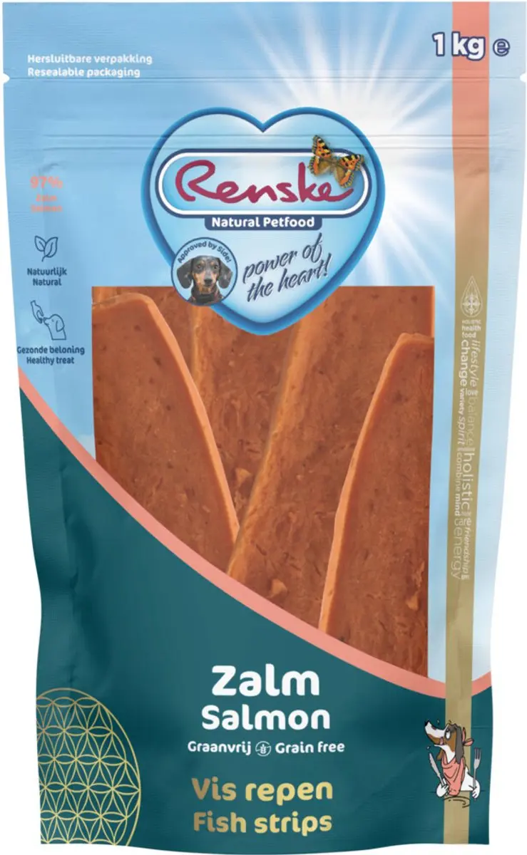 Renske Gezonde Beloning Vleesrepen Hondensnack Zalm 1 kg