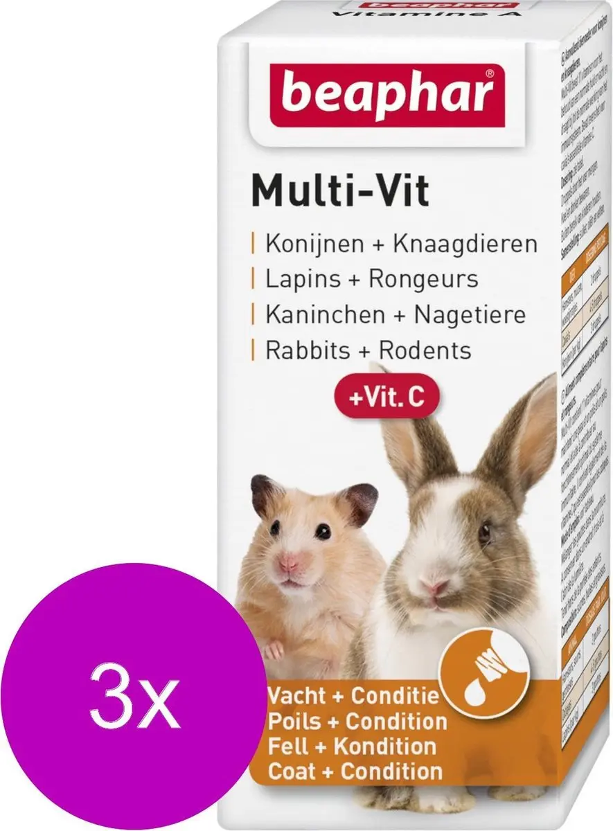 Beaphar Multi-Vitamine Knaagdier Supplement - 3x20ml