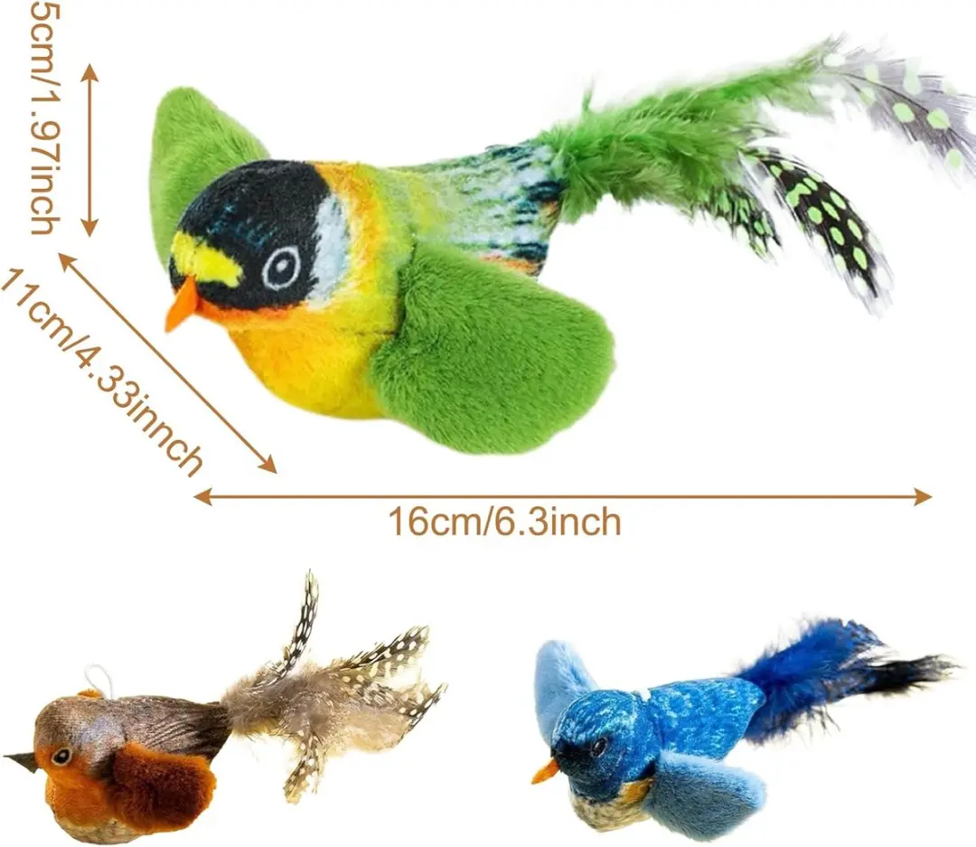 ECTEATOY Simulatie Vogel Katten Speelgoed Set - 3 Stuks