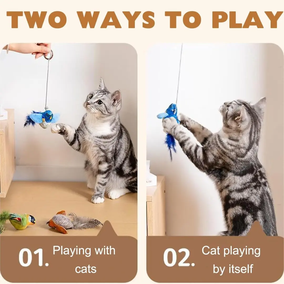 ECTEATOY Simulatie Vogel Katten Speelgoed Set - 3 Stuks