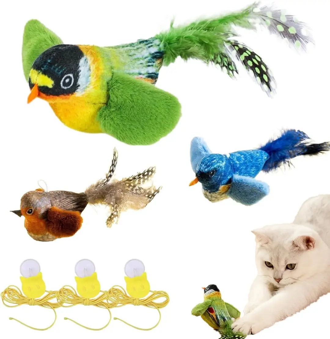 ECTEATOY Simulatie Vogel Katten Speelgoed Set