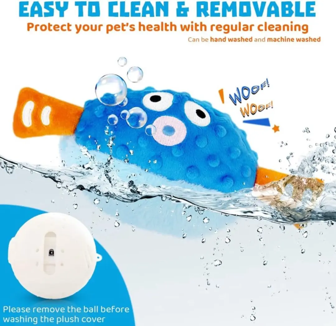 ECTEATOY Interactieve Pluche Bal Kogelvis - USB Oplaadbaar - Blauw/Oranje