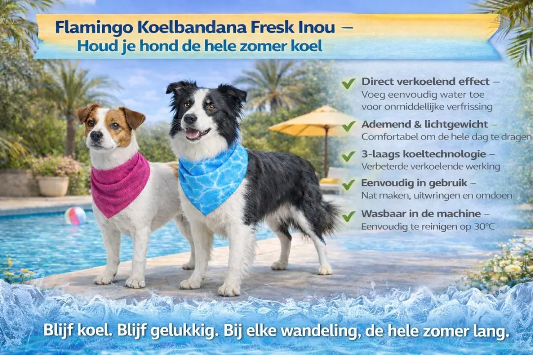Flamingo Fresk Inou Blauwe Koelbandana Hond M - 70cm