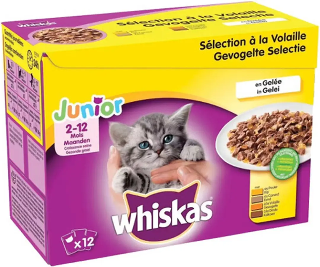 Whiskas Junior Maaltijdzakjes Gevogelte Selectie In Gelei
