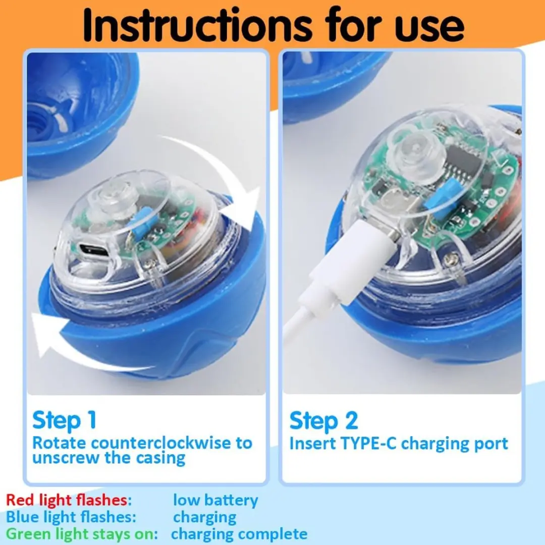 ECTEATOY Interactieve Rollende LED-Bal - Blauw