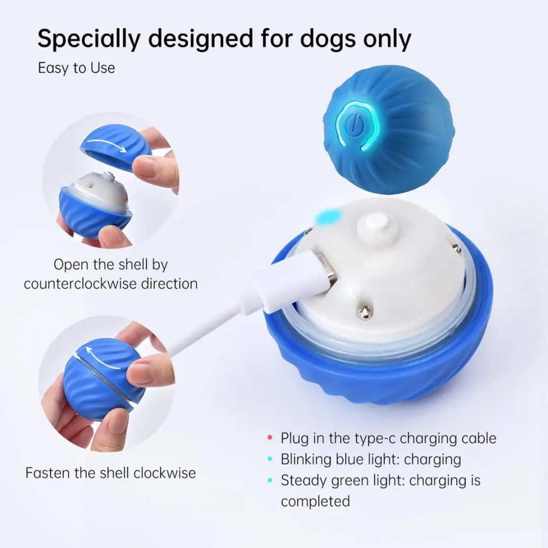 ECTEATOY Interactieve Rollende LED-Bal - Blauw