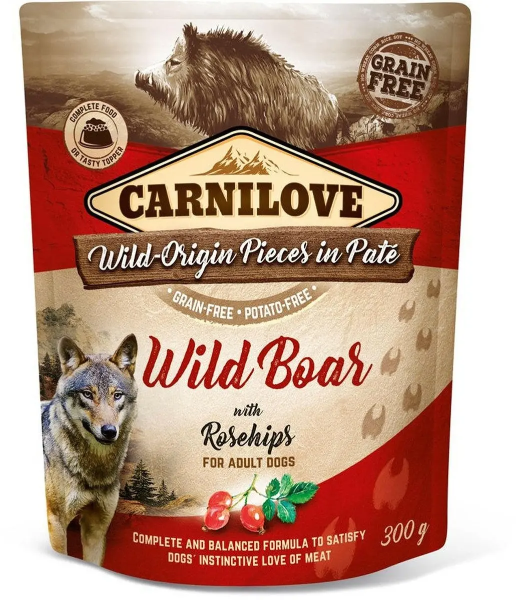 Carnilove Dog Pouch Pate Wild Boar 300g - 12 Stuks