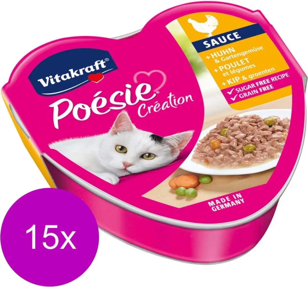 Vitakraft Poésie Saus Alu Kattenvoer Kip & Groente - 15x85g