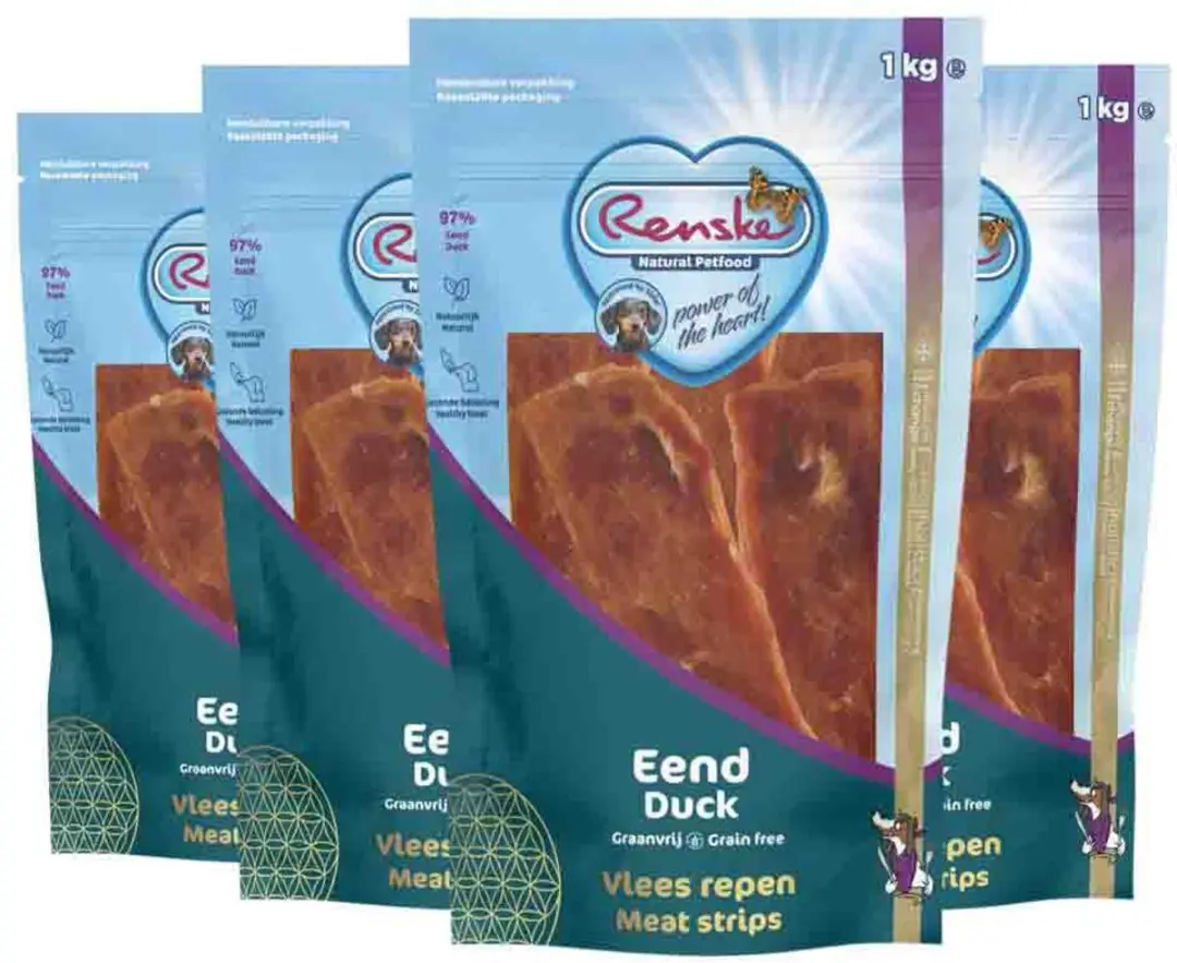 Renske Gezonde Beloning Vleesrepen Hondensnack Eend