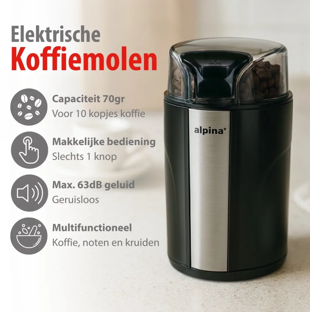 Alpina Koffiemolen MEASN4360/002 - 200W - Zwart