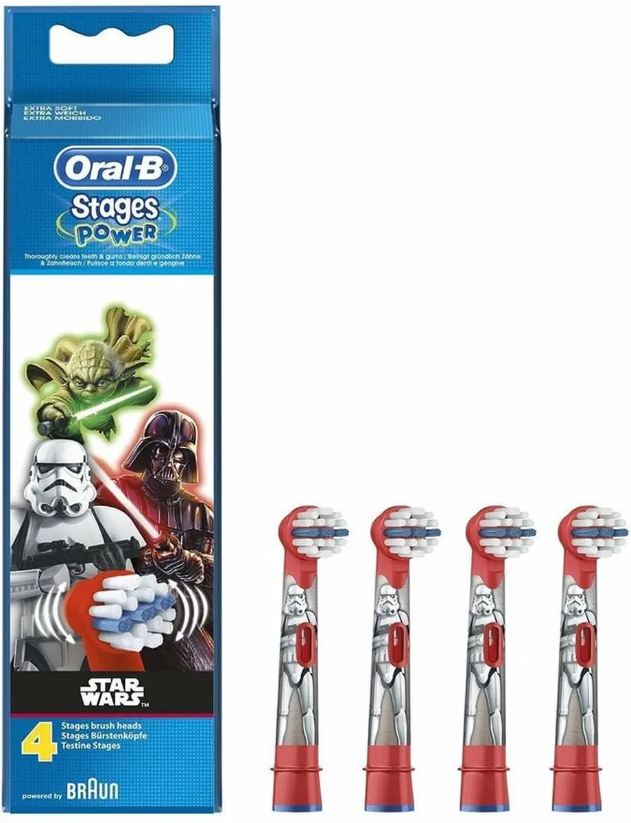 Oral-B Kids Star Wars Opzetborstels - 4 Stuks - Rood