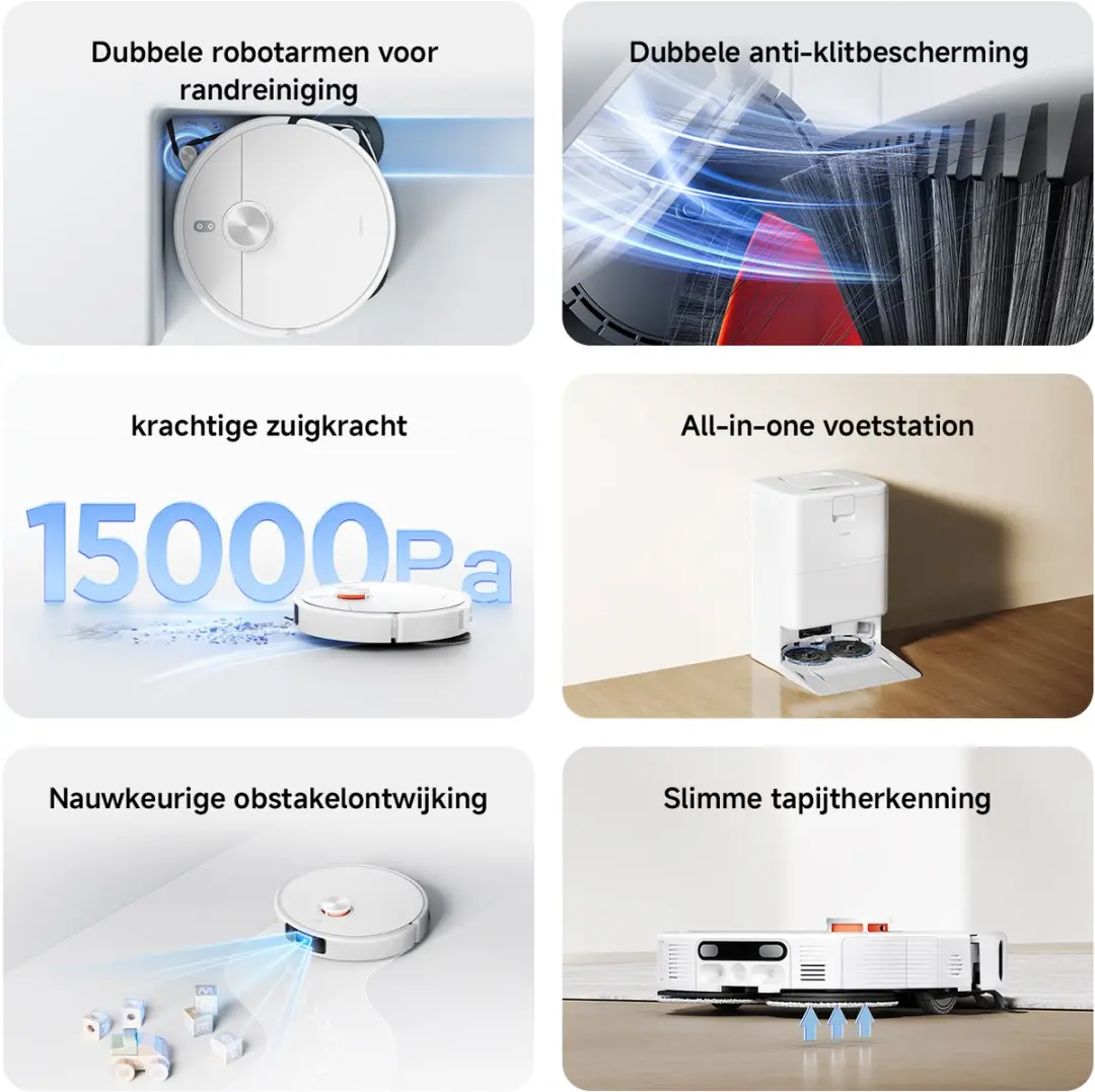 Xiaomi Robot Vacuum H50 Pro - Robotstofzuiger 10.000 AW - Wit/Lichtgrijs