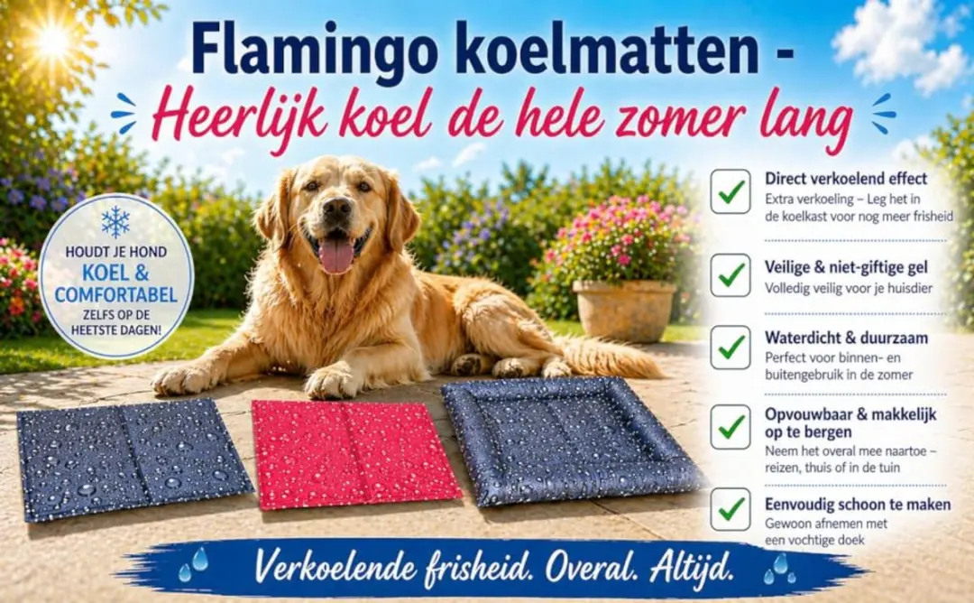 Flamingo Koelmat Honden/Katten M - 70x50cm - Drop Grijs