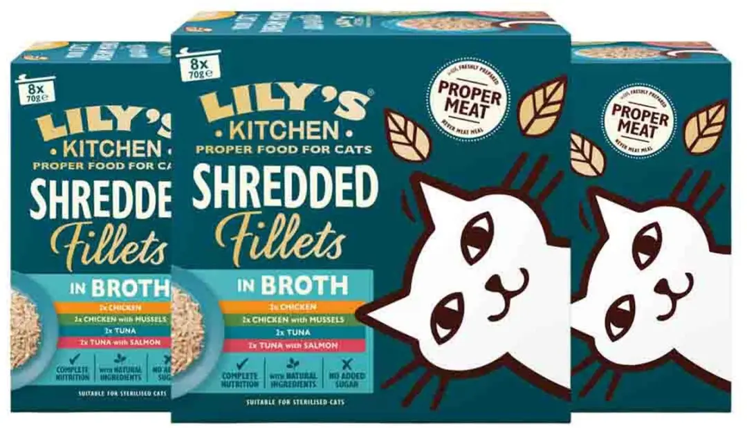 Lily's Kitchen Kattenvoer Nat Shredded Fillets - 3x24 Stuks