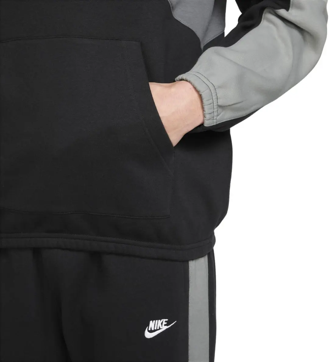 Nike Club Fleece Joggingpak HV1165-010 - Zwart/Grijs/Wit
