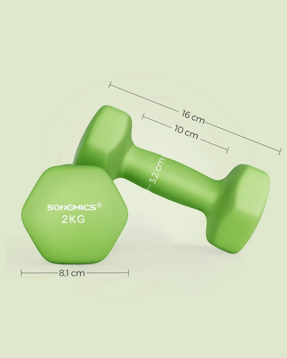 Songmics Hexagon Halterset 2x2kg - Vert citron