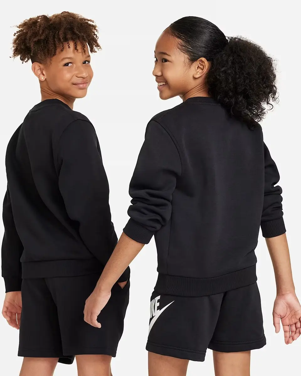 Nike NSW Club FLC Crew LS Sporttrui - M - Zwart/Wit