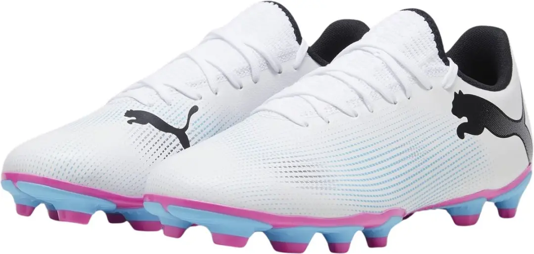 PUMA Future 7 Play FG/AG Heren Sportschoenen - 43 - Wit/Zwart/Poison Pink