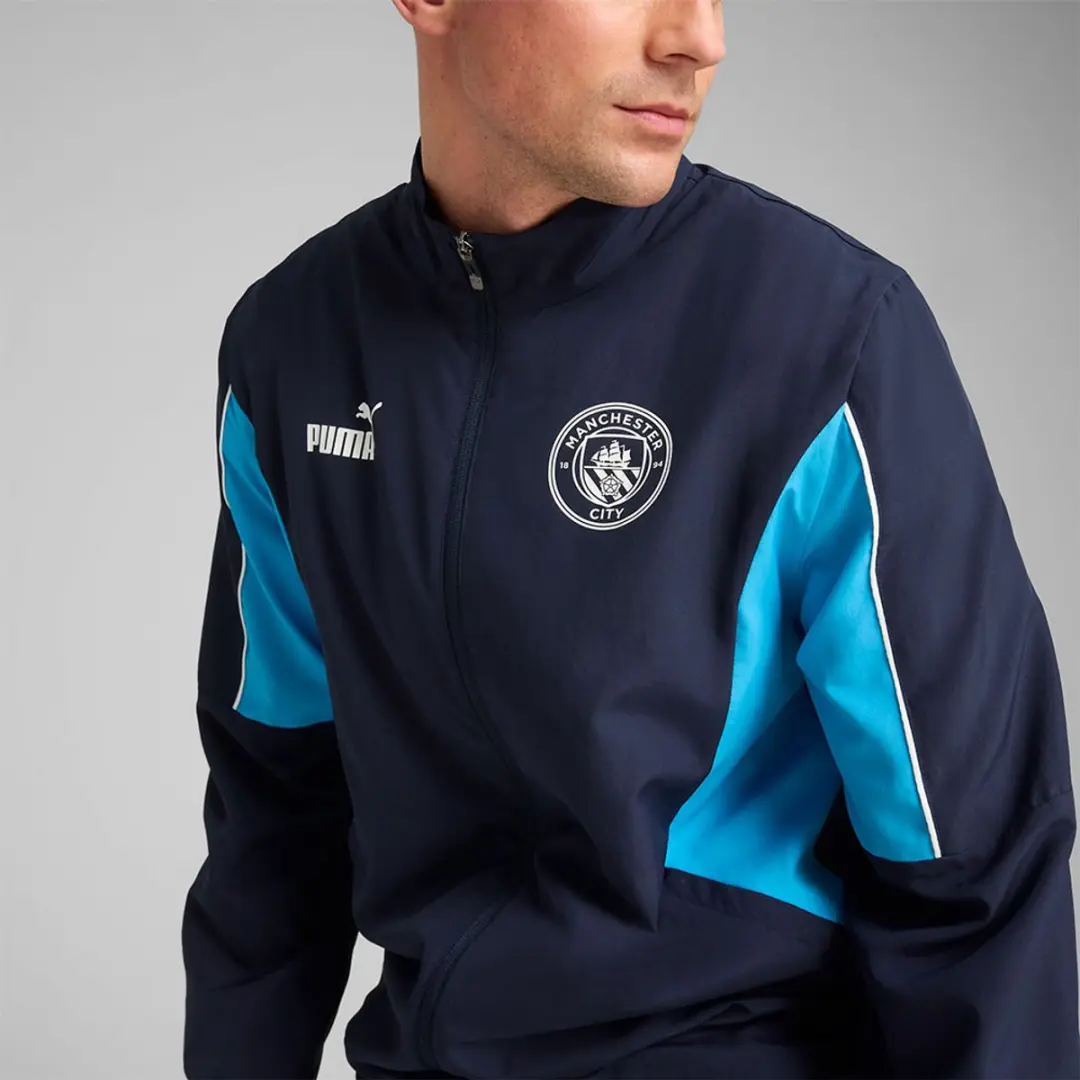 PUMA Manchester City FC Football Archive Sweatshirt - Navy/Team Light Blue - XXL