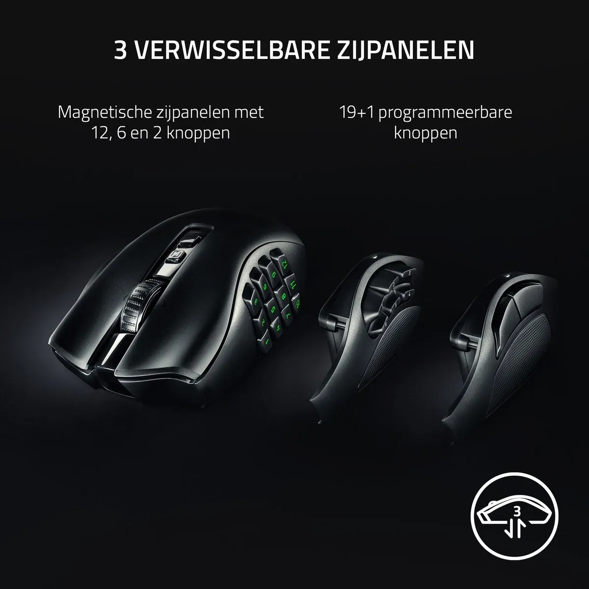 Razer Naga V2 Pro RZ01-04400100-R3G1 Draadloze MMO Gaming Muis - 20 Knoppen - 30.000 DPI